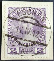 ESCHEN 1912: Österreichischer Mitläufer 2 H auf Briefstück