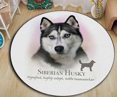 Teppich Rund Motiv Hund: Siberian Husky 60cm
