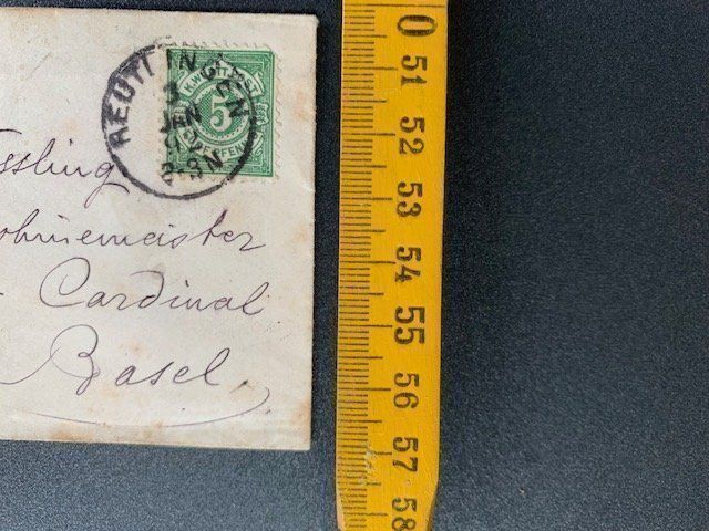 Alle Briefmarken: Briefkuvert von 1892 Reutlingen -> Basel – Gebraucht aus Erlenbach ZH von Ritschly 3
