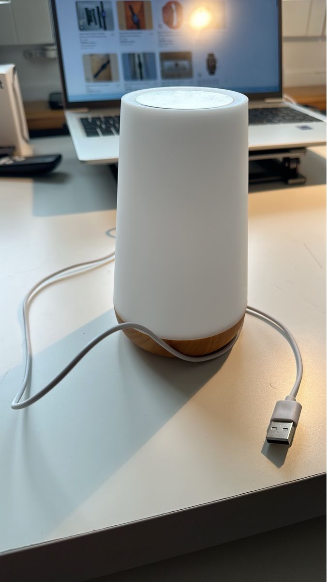 Lampade: Stylische Nachttischlampe mit Holzfuss und Touch Sensor – Usato da Pfäffikon SZ venduto da jer_6mmr