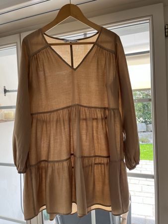 Zara Kleid Beige Boho Gr. S 36 luftig Herbst frühling