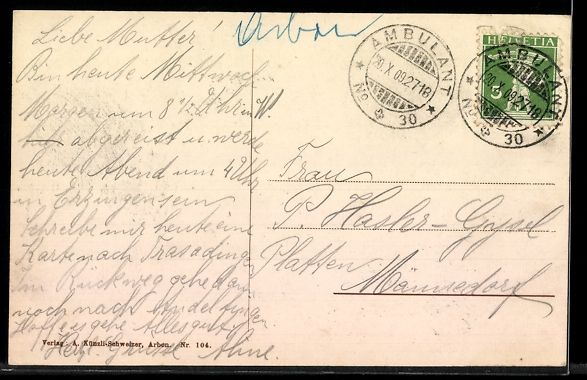 Cartoline postali: AK Arbon, Bergli – Usato da Berlin venduto da bartko-reher 1
