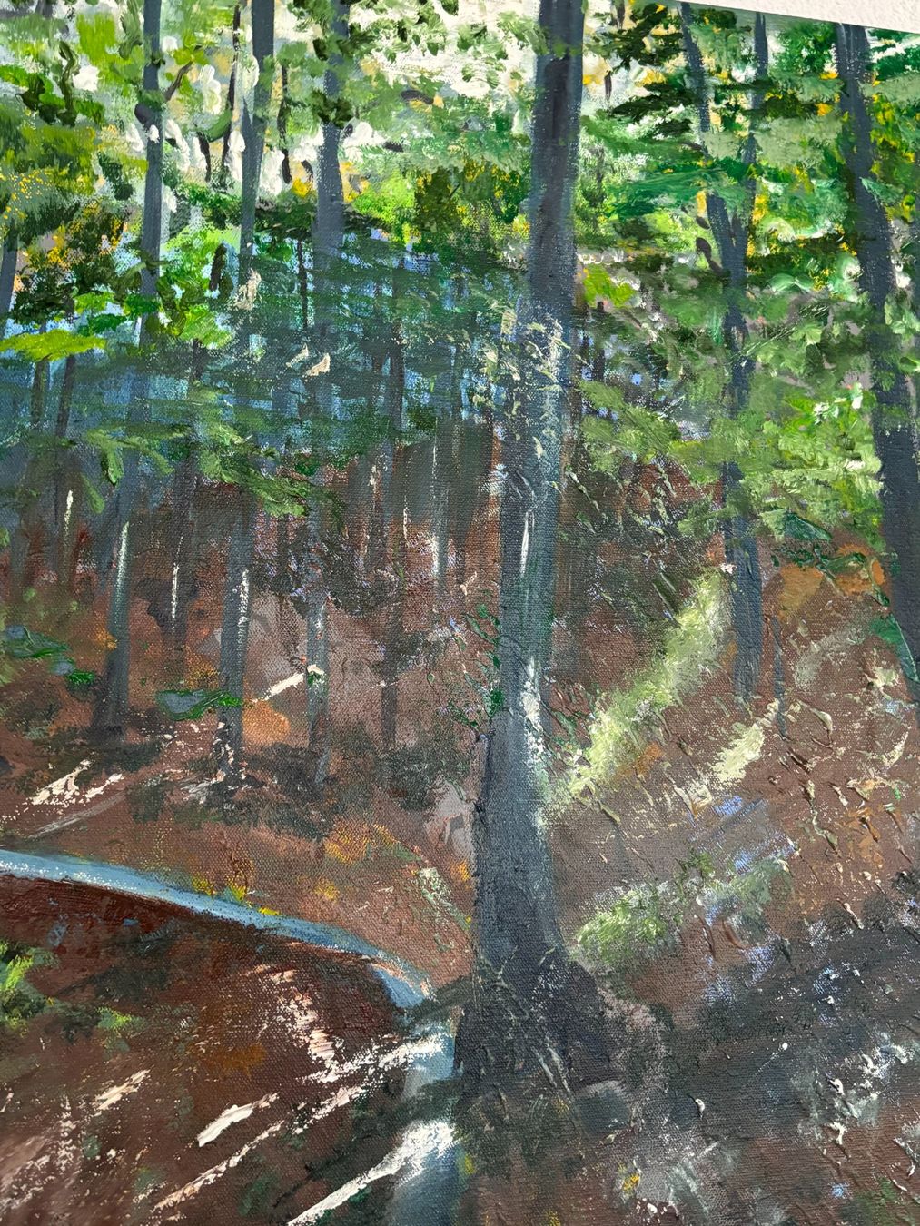 Dipinti: Gemälde Waldweg mit Sonnenstrahlen - Öl auf Leinwand – Nuovo (secondo la descrizione) da Cham venduto da Felha 7