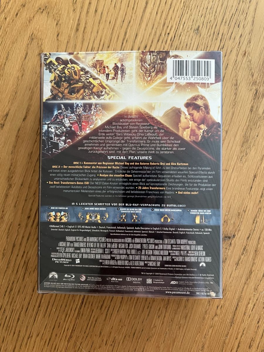 Tutti i DVDs: TRANSFORMERS - Die Rache Blu Ray Limited Edition Bumblebee – Nuovo e nell'imballaggio originale da Hünenberg venduto da Paddels 2
