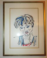 Kunst Aquarell - sign.abstraktes Portrait signiert Aquarell