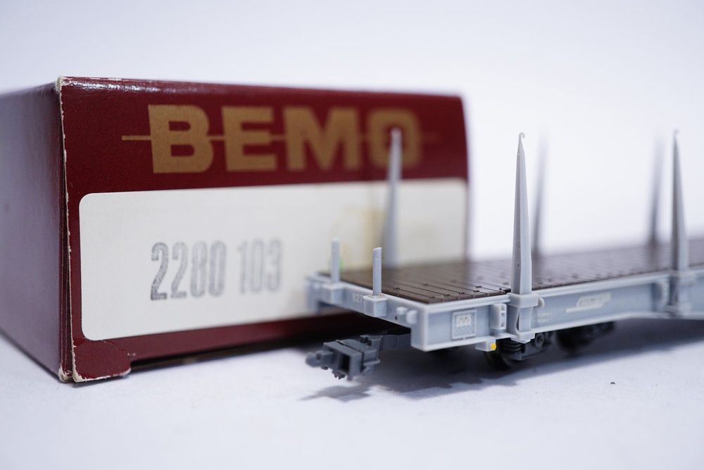 Wagon Plat BEMO HOm 2280 102 - RHB RP W 8282 - Époque 4 - Modélisme Ferroviaire