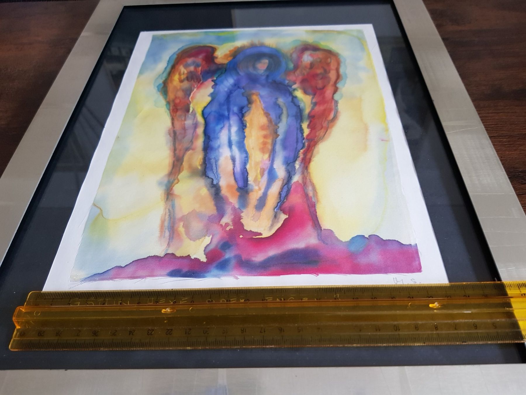 Dipinti: Aquarell auf Seide "Göttin, Hexe oder Engel?", signiert M.S. – Usato da Berneck venduto da heikodzint 7