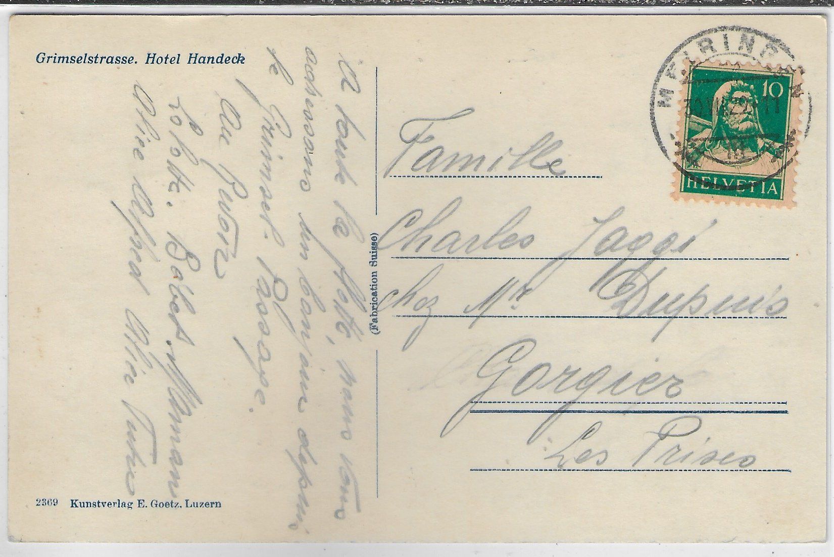 Cartoline postali: Grimselstrasse - Hotel Handeck - Postautos – Usato da Ettingen venduto da Kartenplanet 1