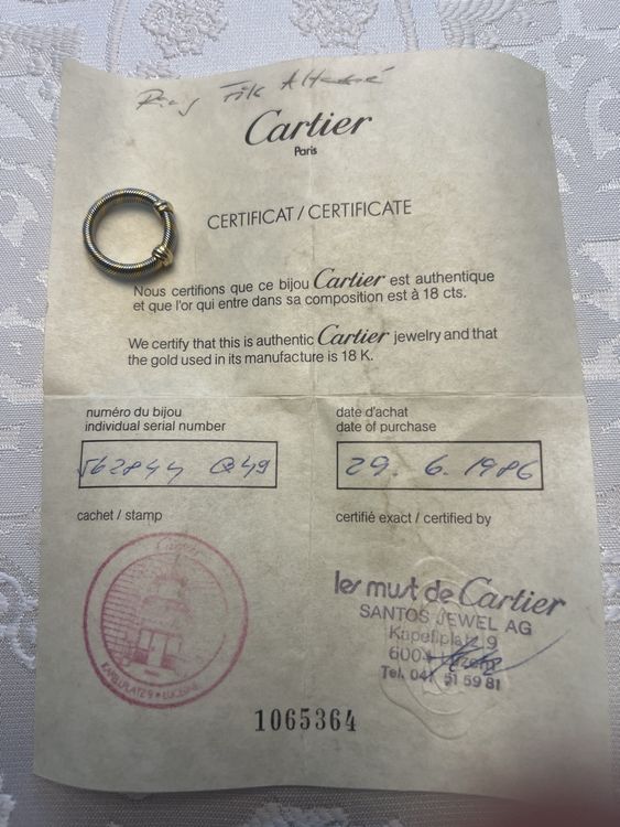 Cartier Paris Ring Stahl Gold 750 Vintage Rarität mit Papier (Gebraucht ...