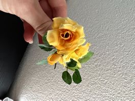 Künstliches Rosen-Gesteck gelb für Dekoration Deko ca. 15cm