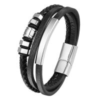 ARMBAND HERREN LEDER EDELSTAHL