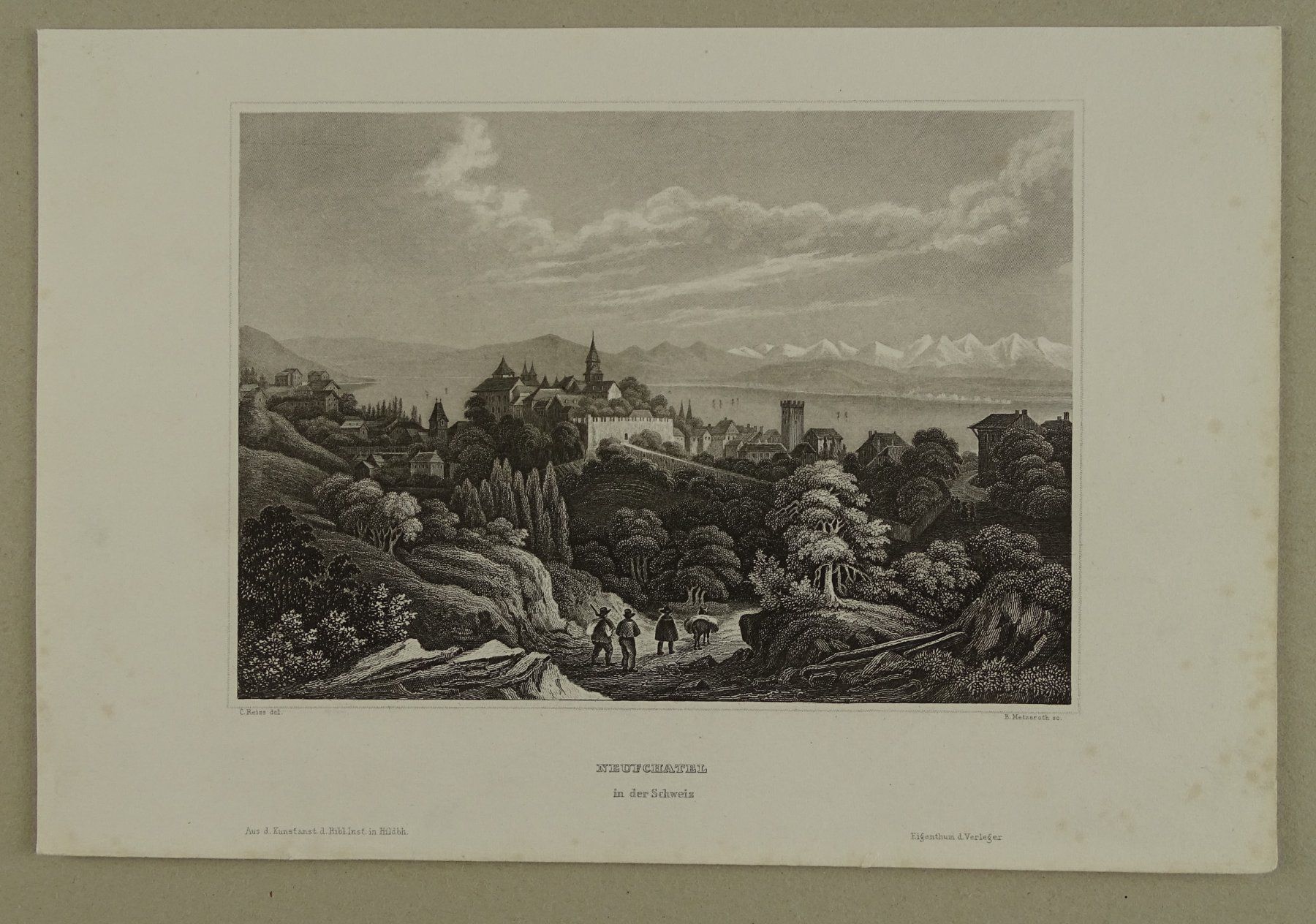 Gravures: NEUCHÂTEL, STAHLSTICH UM 1860 – D'occasion à Grüningen par Kartensammler 1