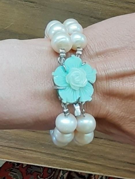 Bracciali & Braccialetti: Armband Perlen mit Jadeblüte – Usato da Mörschwil venduto da wunderkiste44 9