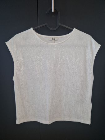Top blanc pailleté taille L très bon état