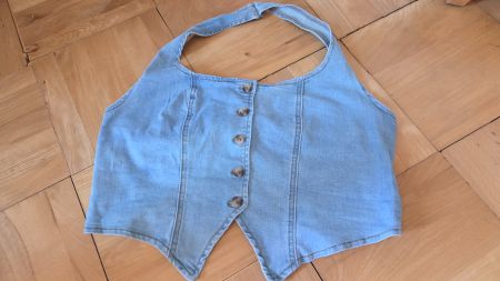 Halter Top Denim blau Jeans Trend  L / XL