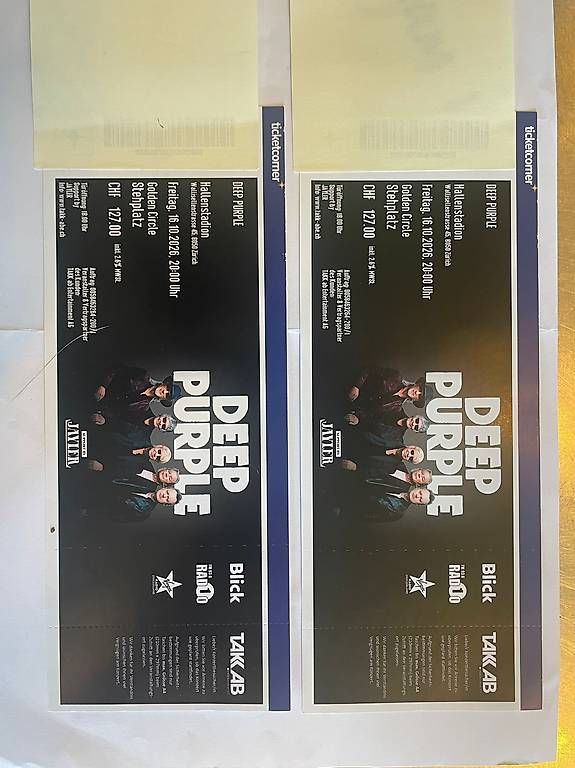 Tickets: DEEP PURPLE Tickets – Neu und originalverpackt aus Allschwil von Takethat