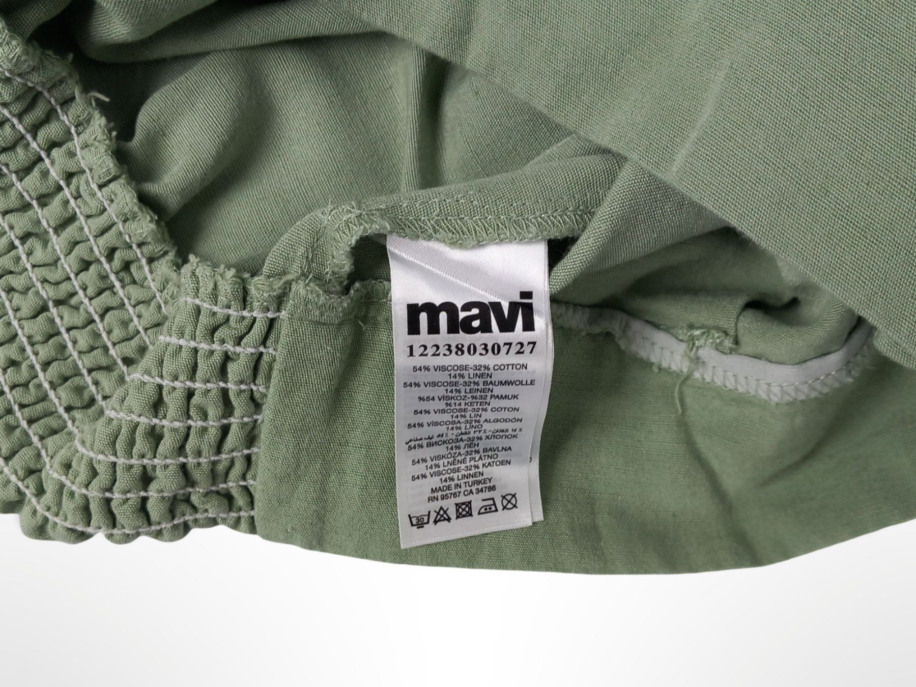 Mavi Camicette: MAVI Kurzarm Bluse Leinen Grün Gr. XS – Usato da Suhr venduto da Restwert_Suhr 7