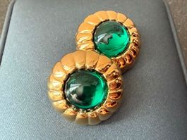 ✨Vintage Ohrringe in Goldfarbe und Grün, Clips