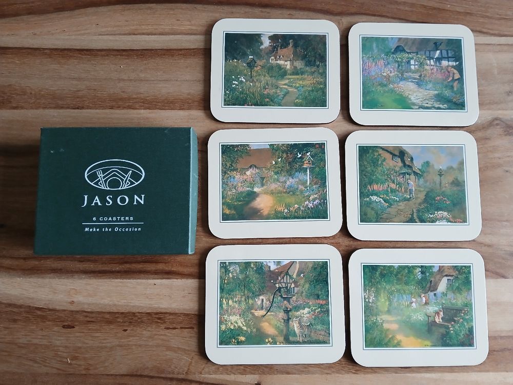 NEW! 6 English Cottage Garden Coasters, Jason (Neu (gemäss Beschreibung ...