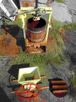 Obstpresse manuell mit Holzfass gebrauchter Zustand