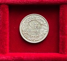 Schweiz 1/2 Silber-Franken 1955 B vzgl Stehende Helvetia