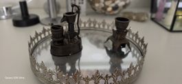Elegantes Spiegel-Tablett rund silber – Deko / Vintage Look