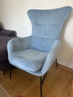 Sessel hellblau Samtoptik gut erhalten 70cm hoch