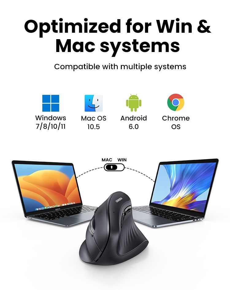 Mouse: UGREEN Vertikale Ergonomische Maus, Bluetooth, 4000DPI – Nuovo e nell'imballaggio originale da Romanshorn venduto da pfimex 5
