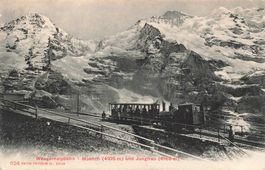 Kleine Scheidegg (BE) Wengernalpbahn mit Mönch und Jungfrau