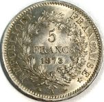 FRANCE - 5 Francs 1873 A Paris - Variété grand A