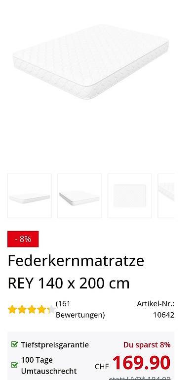 Matelas: Matratze 140x200cm – D'occasion à Spreitenbach par Brm4 1