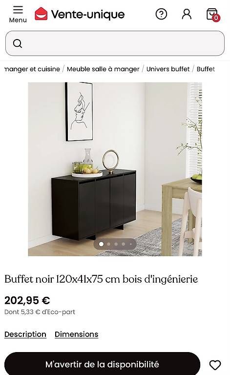 Credenze: Buffet commode noir  – Usato da Roche VD venduto da Vide_dress_La 2