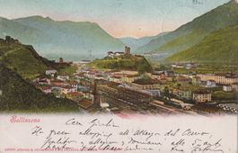 AK Bellinzona - stazione e castelli, 1903
