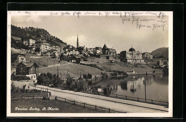 Cartoline postali: St. Moritz, Pension Surley, Teilansicht – Usato da Berlin venduto da bartko-reher