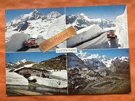 Sustenpass-Karte mit Auto, vintage Ansichtskarte Schweiz