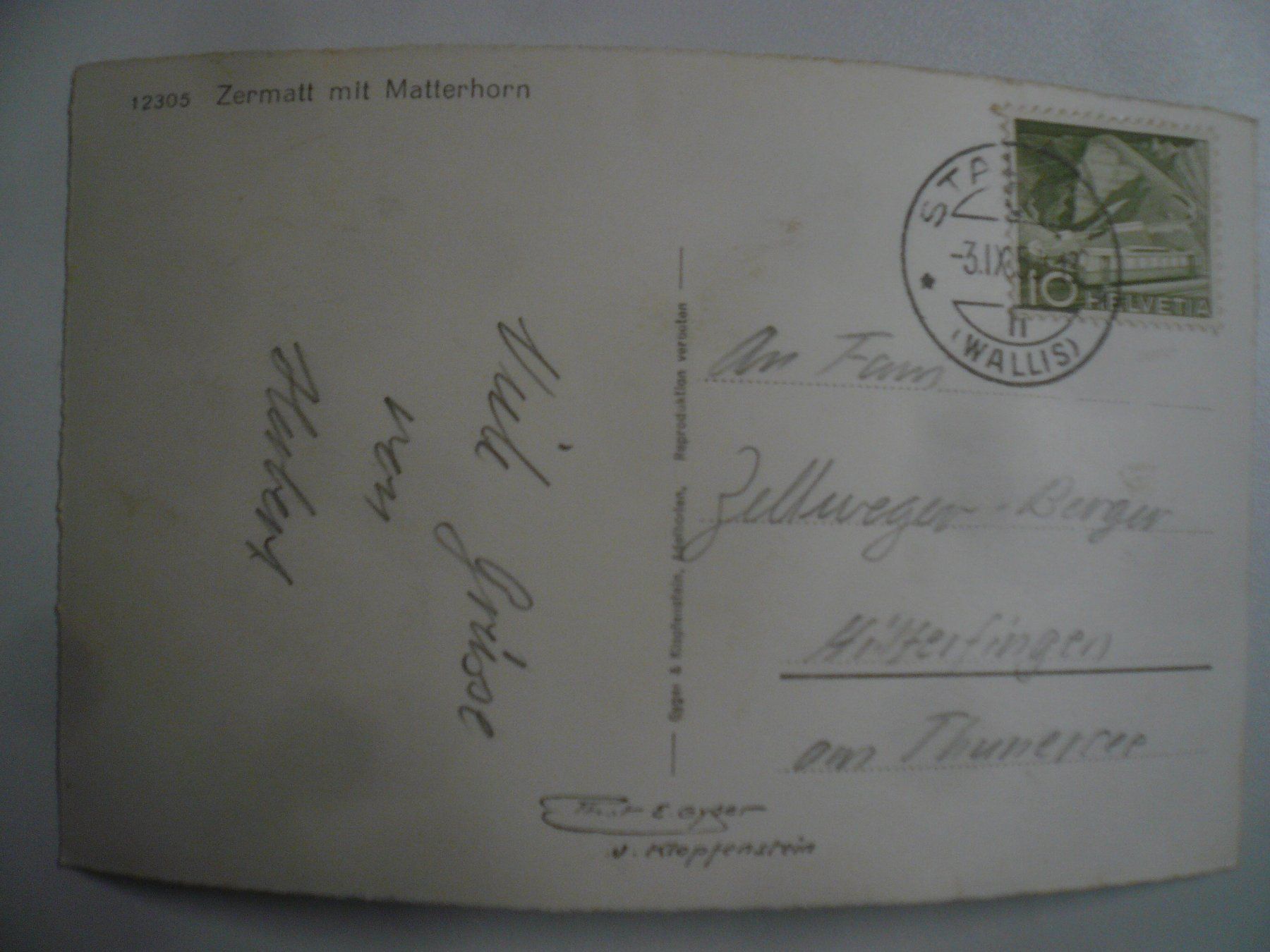 Cartoline postali: FotoAK Gyger/Klopfenstein, ZERMATT – Usato da Oberhofen am Thunersee venduto da luuping99 1