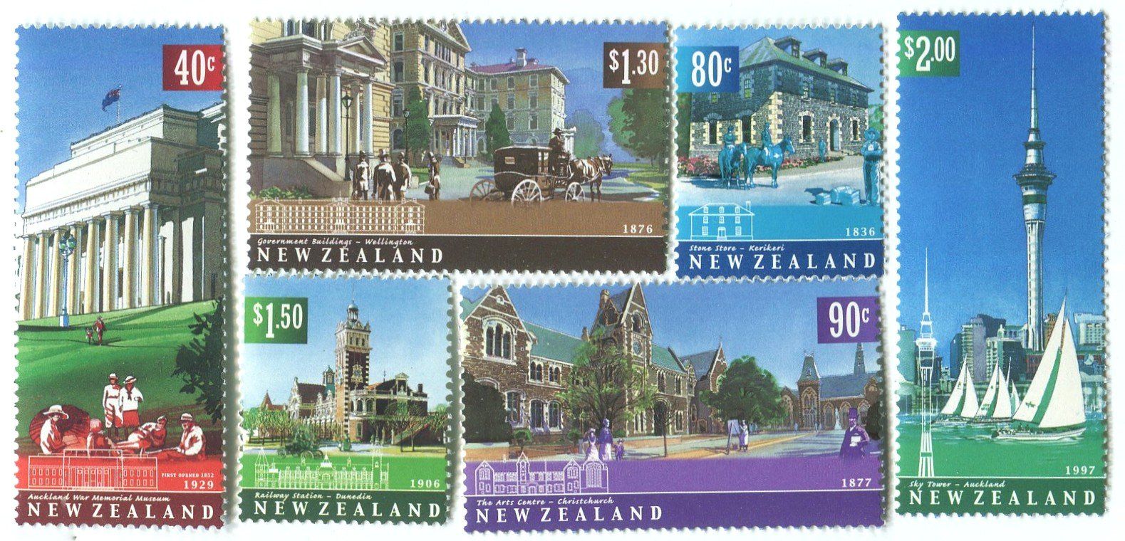 Tous les timbres: Briefmarken "Architektur". Neuseeland. – Neuf avec emballage d'origine à Basel par Butsch5