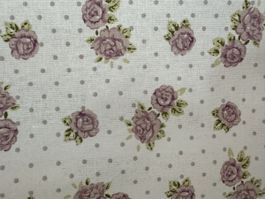 Baumwollstoff kleinen, grauen Punkten sowie altrosa Rosen
