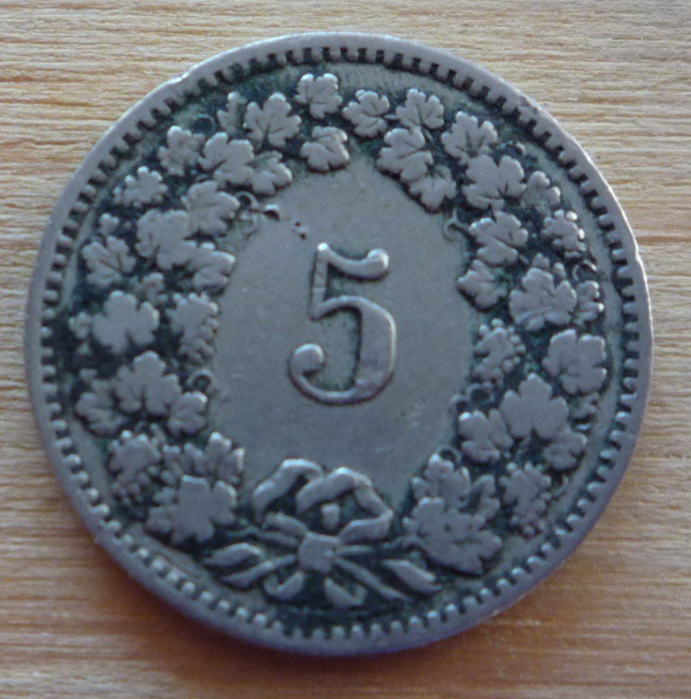 Toutes les monnaies: 5 Rappen 1893 – D'occasion à Rieden SG par Brockehuesli 1