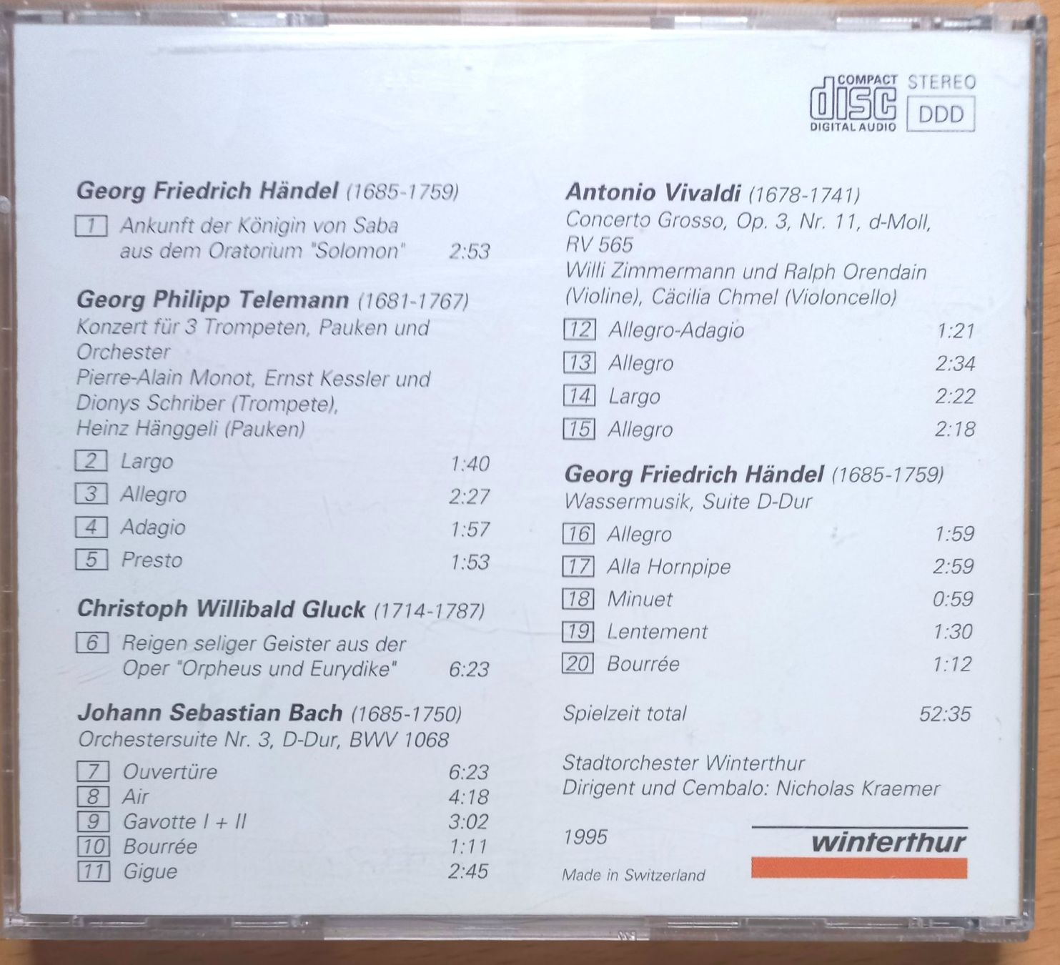 CDs: CD - Händel/Telemann/Gluck/ - Musikkollegium Winterthur – Gebraucht aus Niederuzwil von lubimaja 2