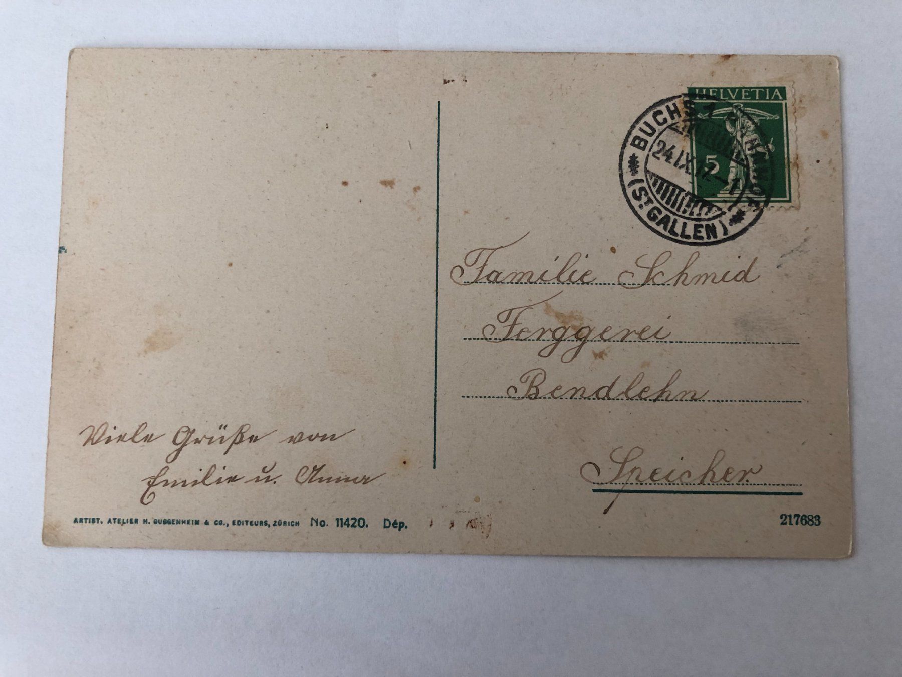 Ansichtskarten: Buchs (Ct St. Gallen) 1917 – Gebraucht aus Pfäffikon ZH von Waltoversand 1