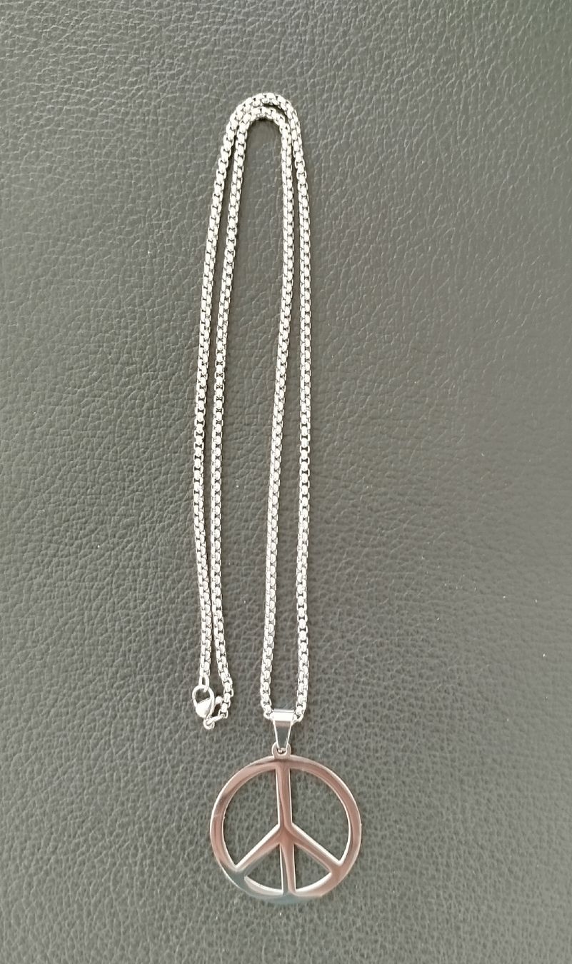 Catenine: Edelstahl Kette mit Anhänger Peace – Nuovo (secondo la descrizione) da Dagmersellen venduto da Mark.1234