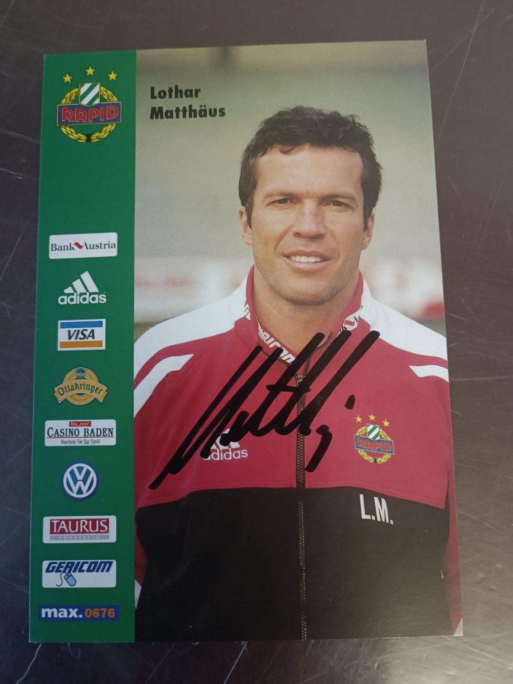 Autografi: Lothar Matthäus - handsigniert Rapid Karte – Usato da Menziken venduto da Artographs
