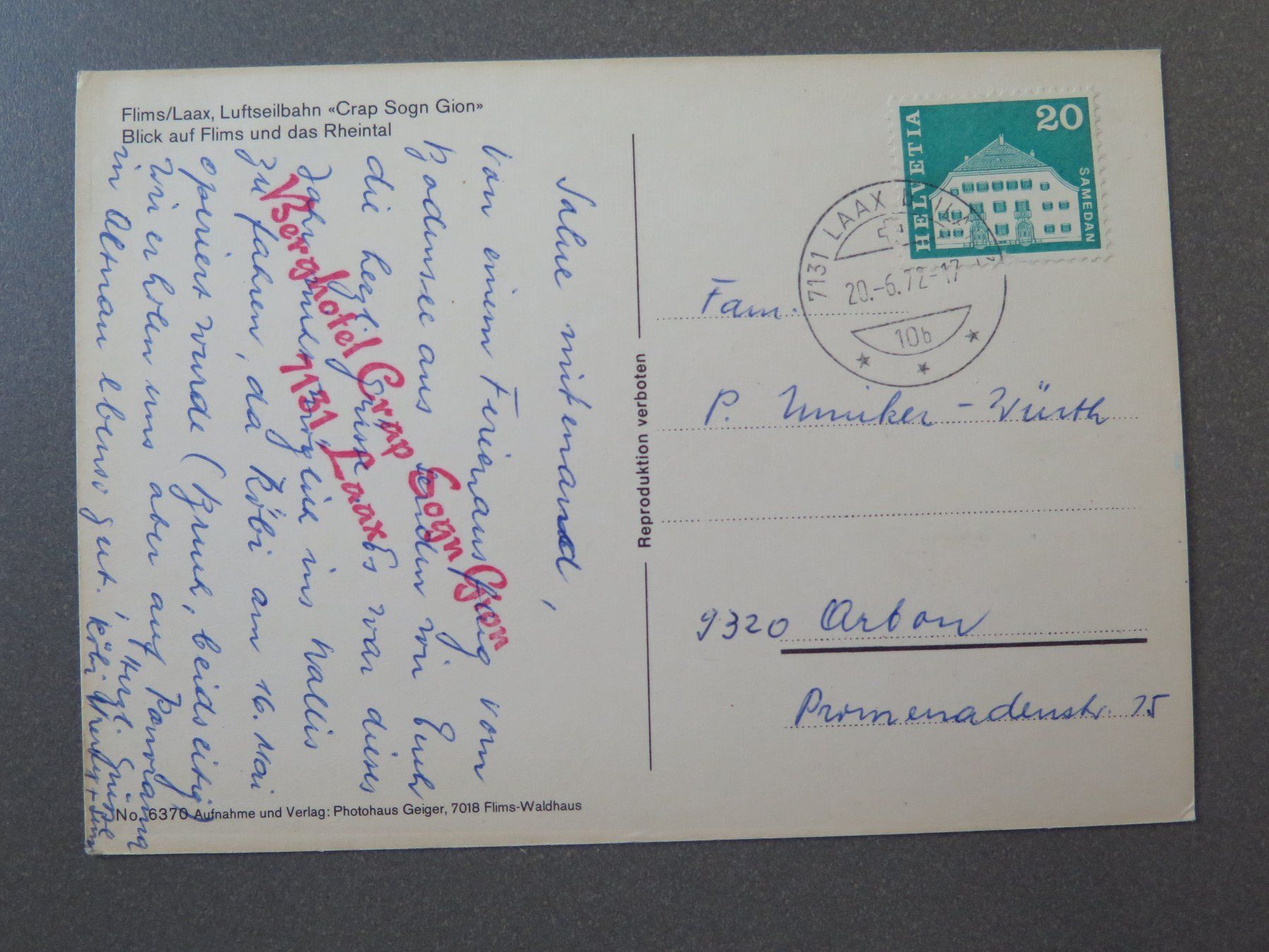 Cartoline postali: FLIMS - LUFTSEILBAHN – Usato da Wittenbach venduto da lipasal 1