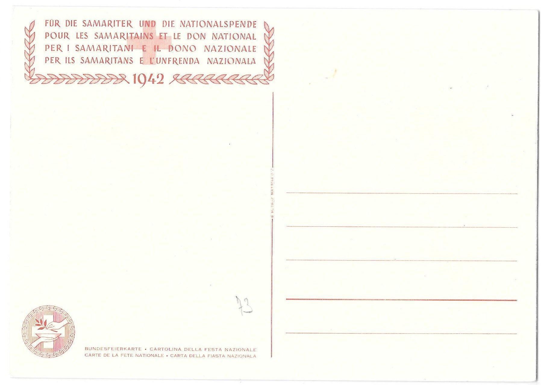Tutti i francobolli: Bundesfeier-Postkarte Nr. 73 ** 1942 – Nuovo (secondo la descrizione) da Olten venduto da clotaldi 1