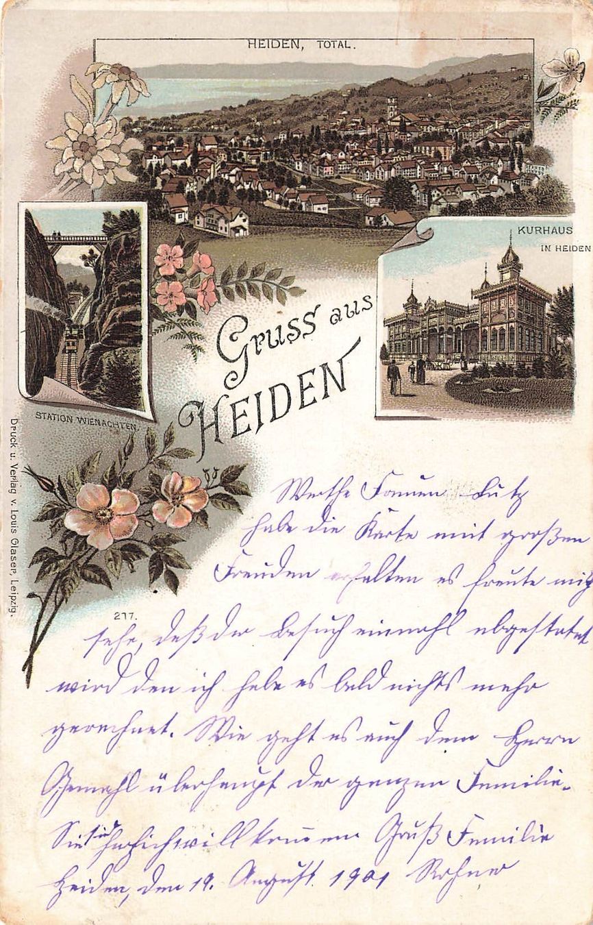 Cartoline postali: Gruss aus heiden litho – Usato da Biasca venduto da Blenio71