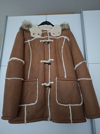 Winterjacke mit Kapuze, Gr. 44, braun, gefüttert, neu