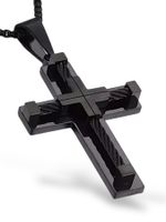 HERREN KREUZ ANHÄNGER MASSIV EDELSTAHL SCHWARZ MIT KETTE