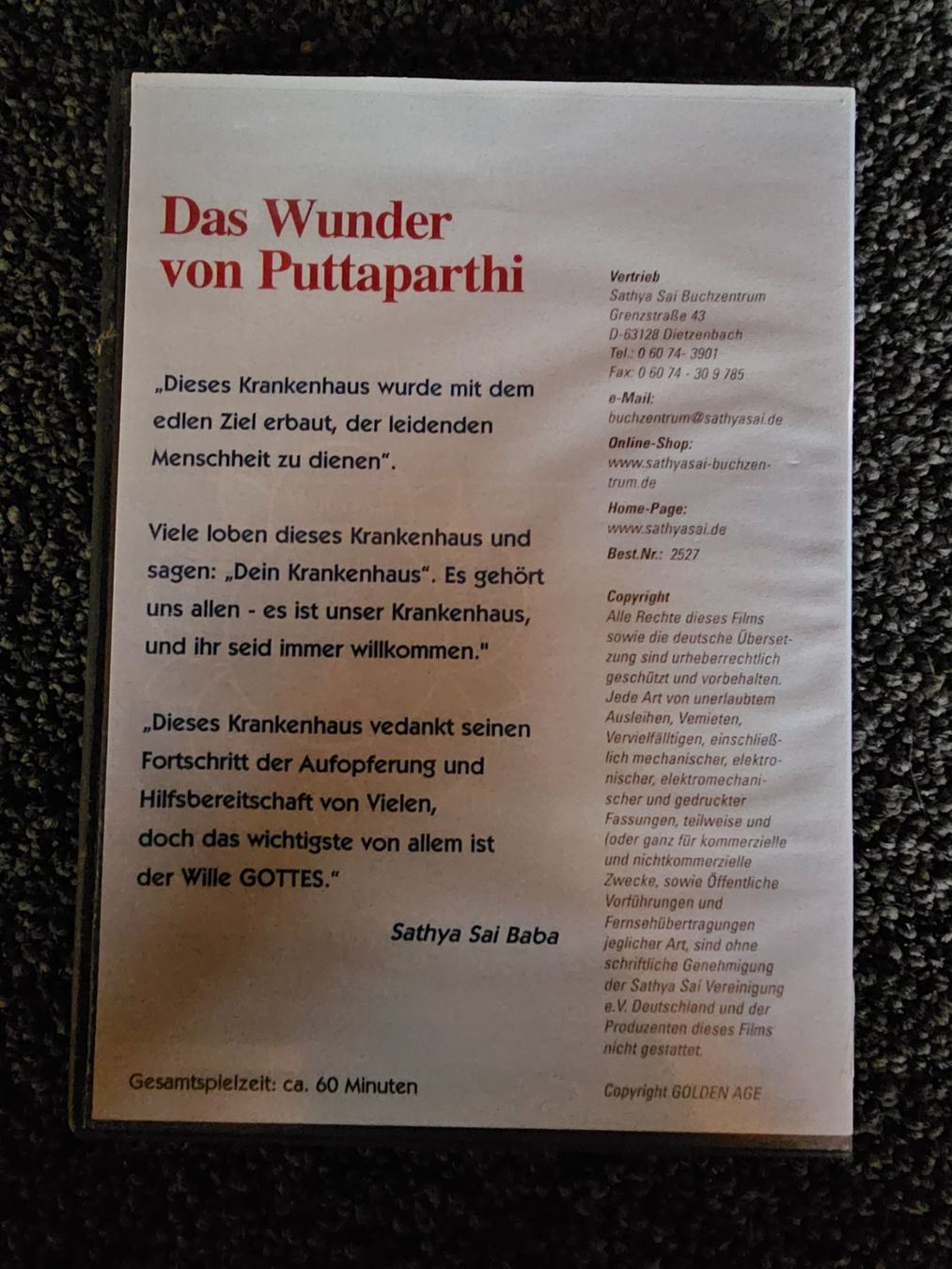 Tous les DVDs: DAS WUNDER VON PUTTAPARTHI(14023) – D'occasion à Ruswil par jan_bxl5 1