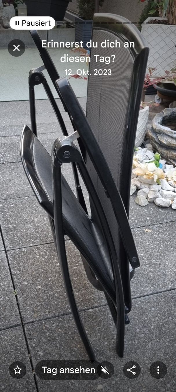 Pfister Set di tavolo e panche: Auf was warten? Gartentisch mit Glasplatte und 6 Klappstühle – Usato da Buchs AG venduto da alp_x87d 2